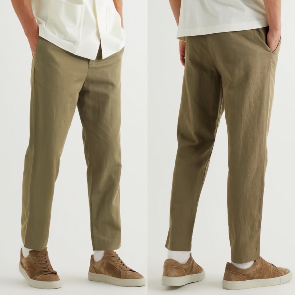 NWT Mr. Porter Mr. P Cotton Linen Twill Drawstring Trouser Pants